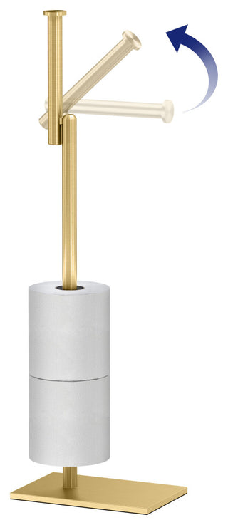 Square Freestanding Toilet Paper Holder, Brushed Brass, Storage