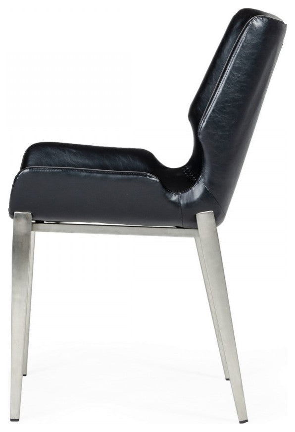 Set of Two Black Faux Leather Moder Dining Chairs