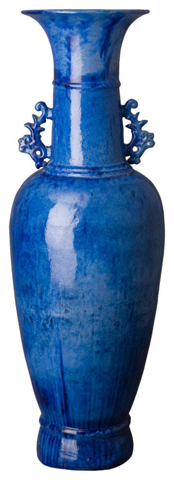 Tall Vase With 2 Handles, Blue 20x60