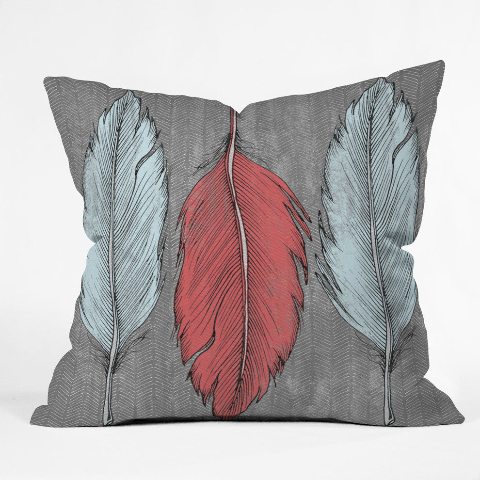 Wesley Bird Feathered Outdoor Throw Pillow