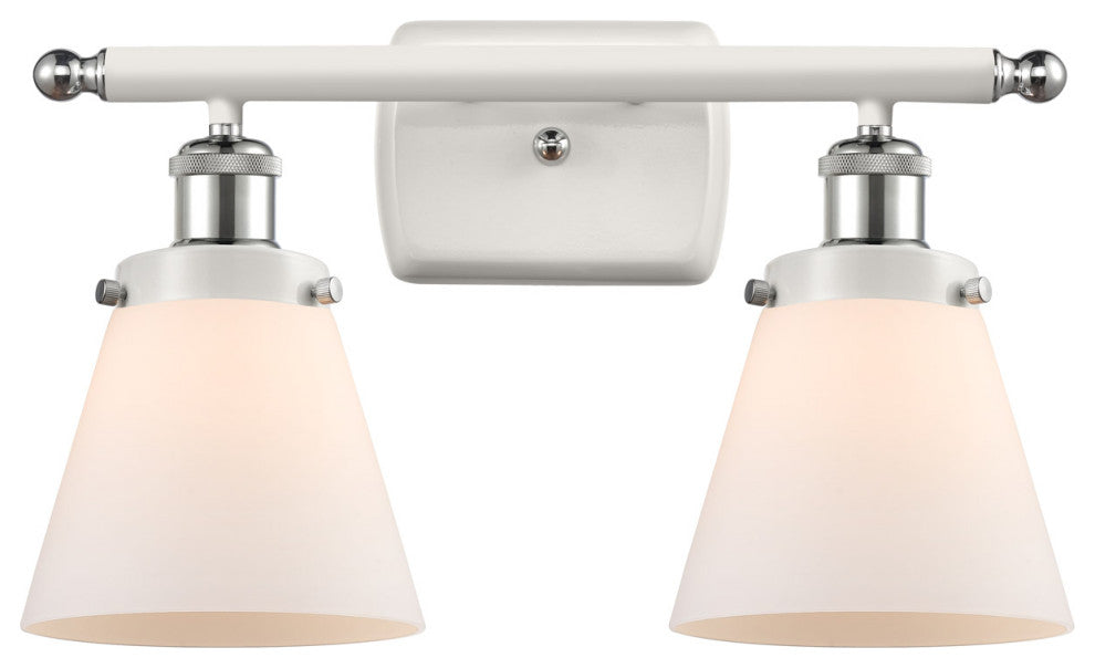 Innovations 916-2W-WPC-G61 2-Light Bath Vanity Light, White, Polished Chrome