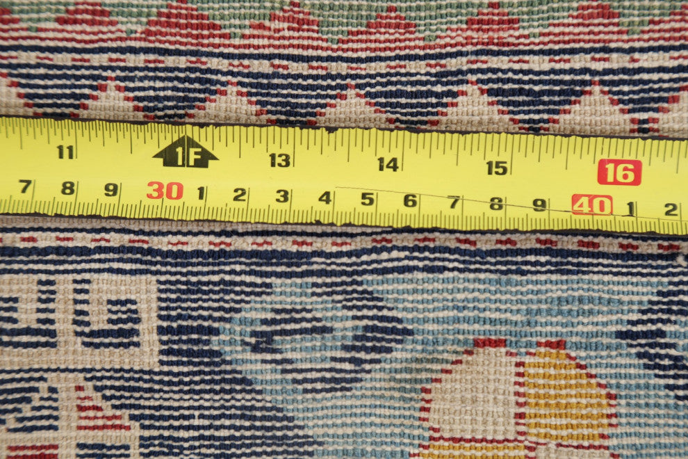 Consigned, Antique Russian Oriental Traditional Hand-Knotted Area Rug, Blue, 3x4