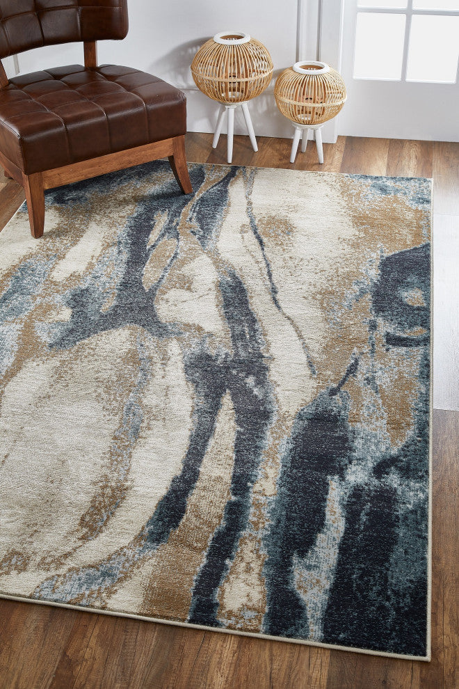 Avalon Wonder Watercolor Area Rug, Ivory/Blue, 7'10 X 9'10
