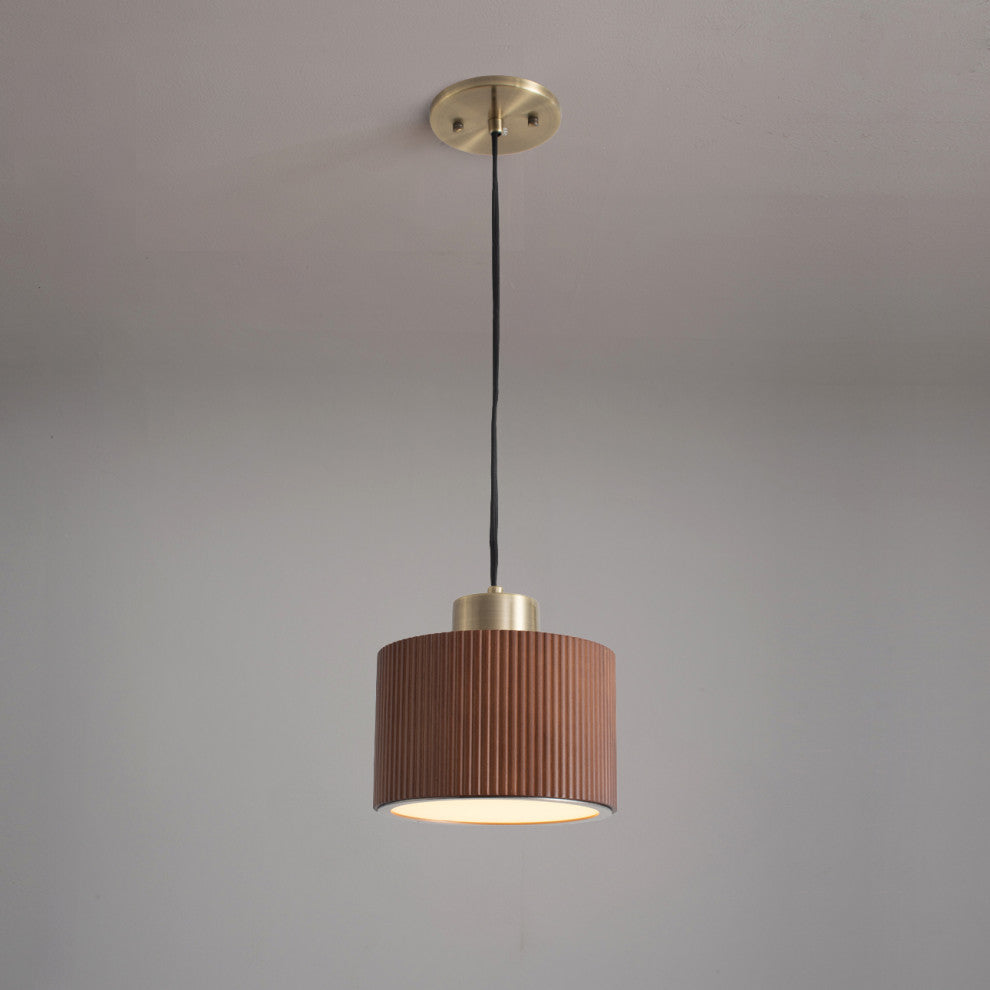 Tambo Pendant Light Weathered Brass, Dark Walnut
