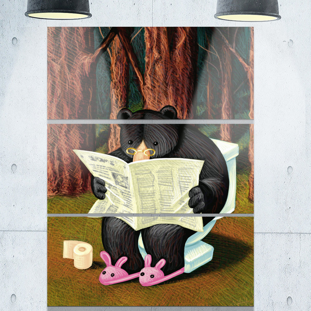 "Bear in the Woods" Digital Metal Wall Art, 3 Panels, 28"x36"