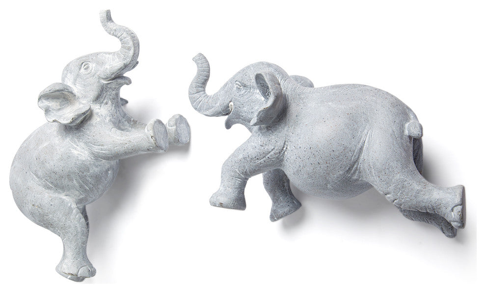 Maynard I Grey Resin Elephant Wall Decor, Set of 2