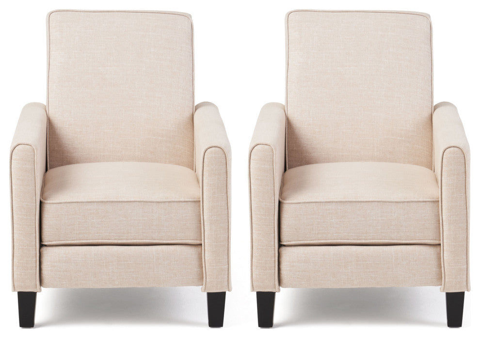 Susan Fabric Recliner, Set of 2, Beige and Dark Brown