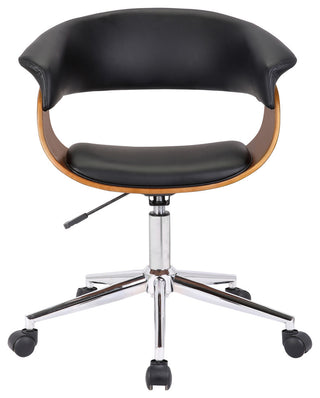 Bellevue Office Chair in Chrome Finish with Black Faux Leather and Walnut Veneer