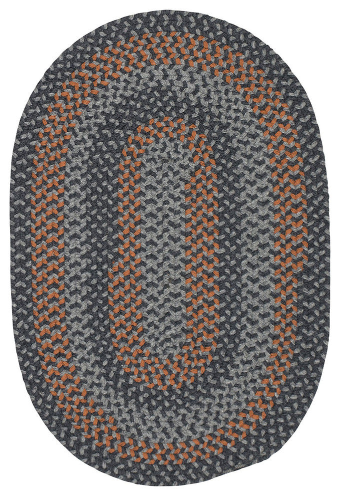 Colonial Mills Walden WN43 Charcoal/Orange Wool Area Rug, Round 12'x12'