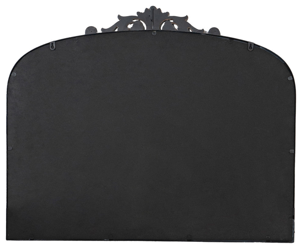 Gewnee 40"x31" Classic Design Gold Arch Mirror And Baroque Inspired Frame, Black