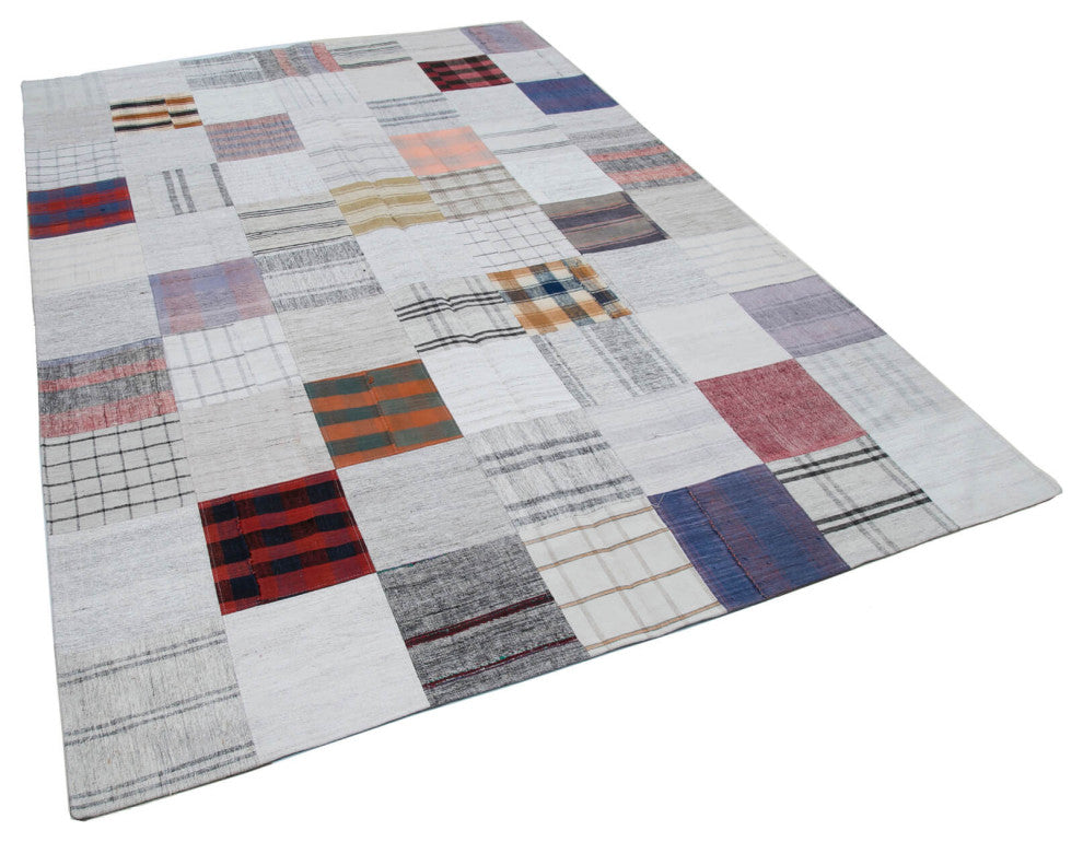 Rug N Carpet - Handmade Anatolian 6' 7'' x 9' 10'' Unique Patchwork Kilim Rug