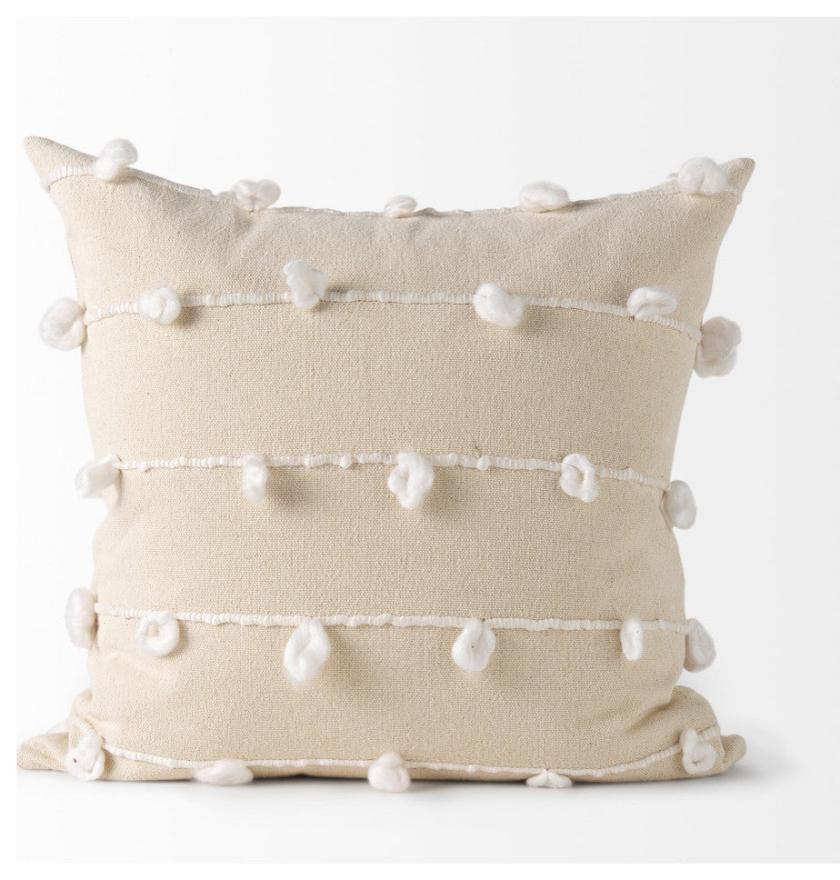 Erica 20x20 Cream With White Detail Decorative Pillow Cover
