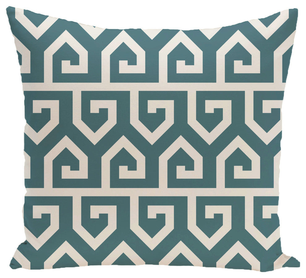 Keyed Up Geometric Print Pillow, Teal, 20"x20"