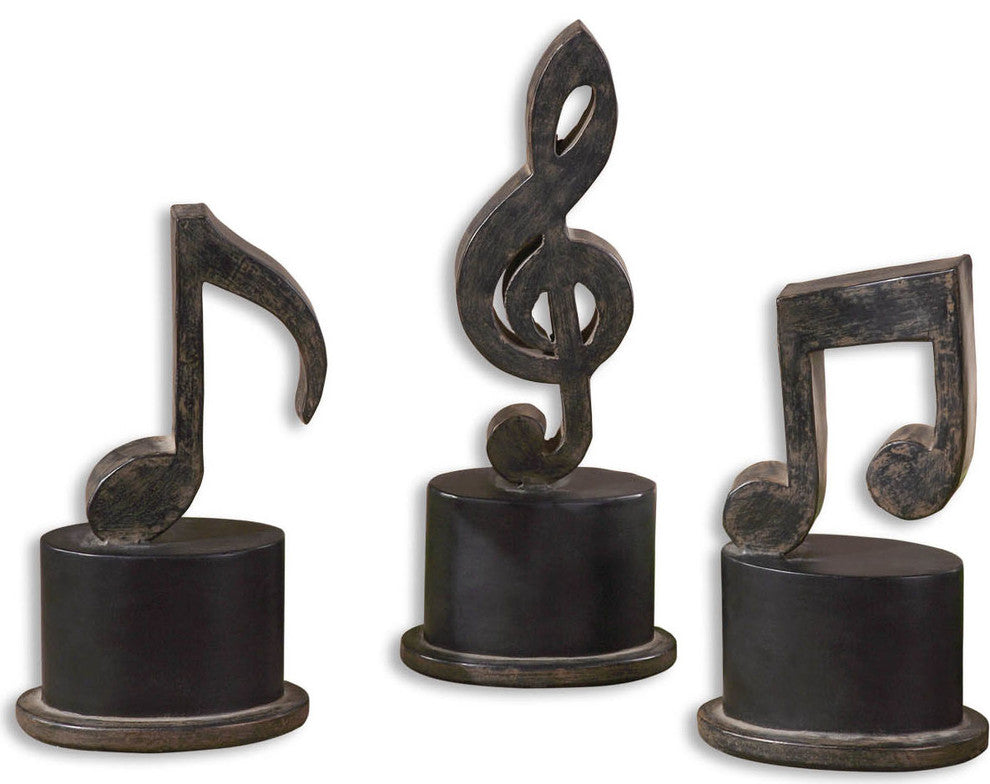 Music Notes Metal Figurines, 3-Piece Set, by Designer Grace Feyock
