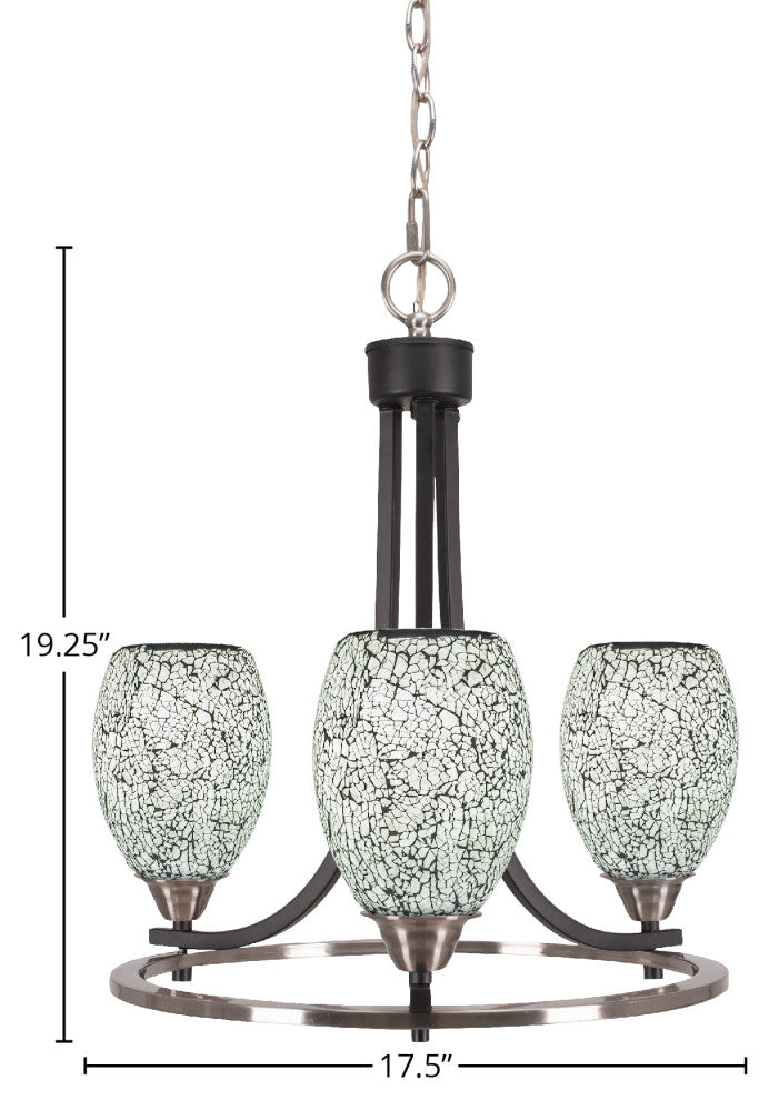 Paramount 3-Light Chandelier, Matte Black & Brushed Nickel, 5" Black Fusion