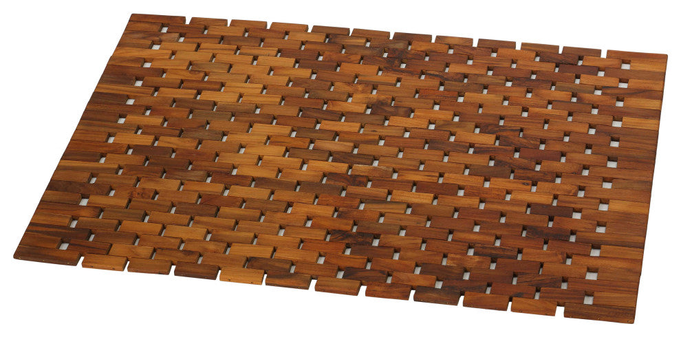 Bare Decor Kuki Spa Mosaic Shower Mat, Solid Teak Wood Oiled Finish, 30x20