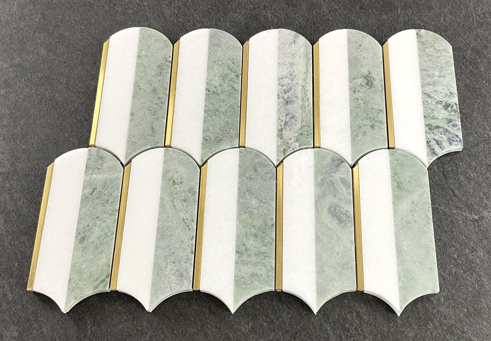 10 Pieces - 3.75" x 6" Marble Mosaic Wall & Floor Tile