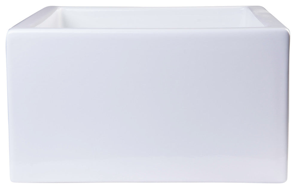 24" White Smooth Thick Wall Fireclay Single Bowl Farm Sink
