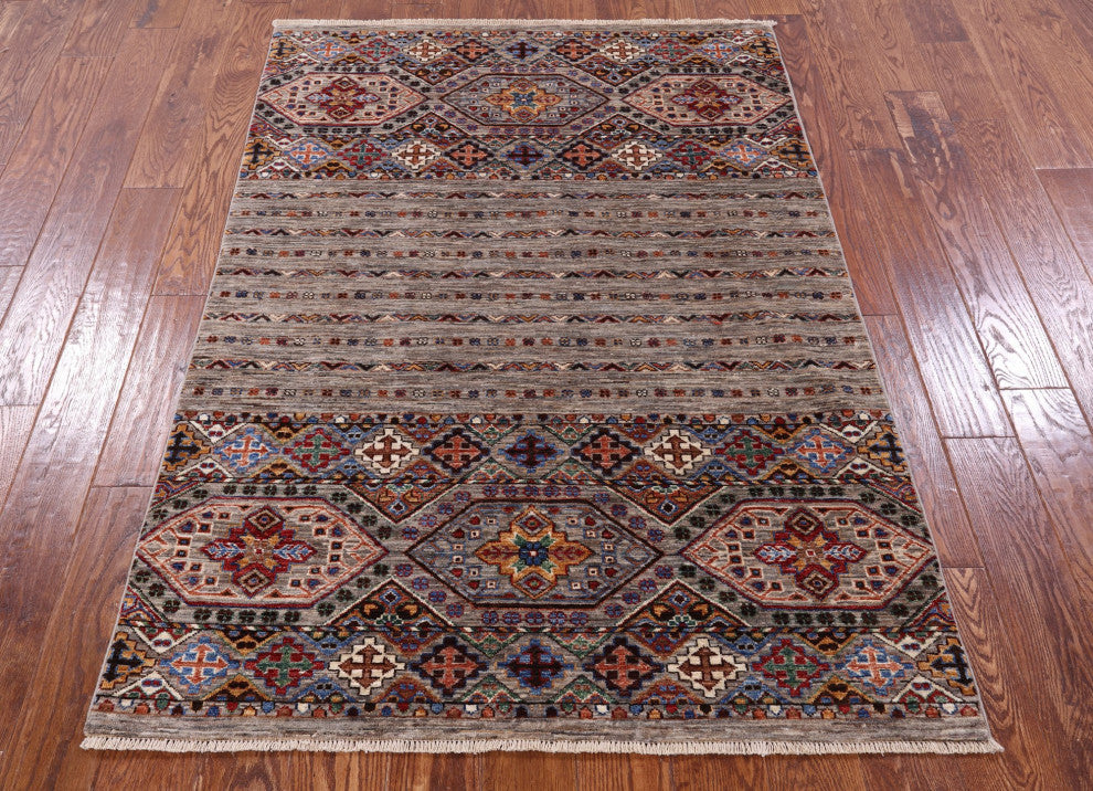 4' 0" X 5' 10" Super Kazak Khorjin Handmade Rug Q9636