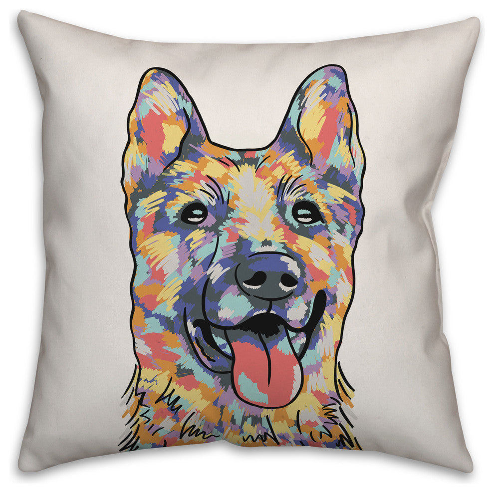 Watercolor German Shepherd Throw Pillow Cover