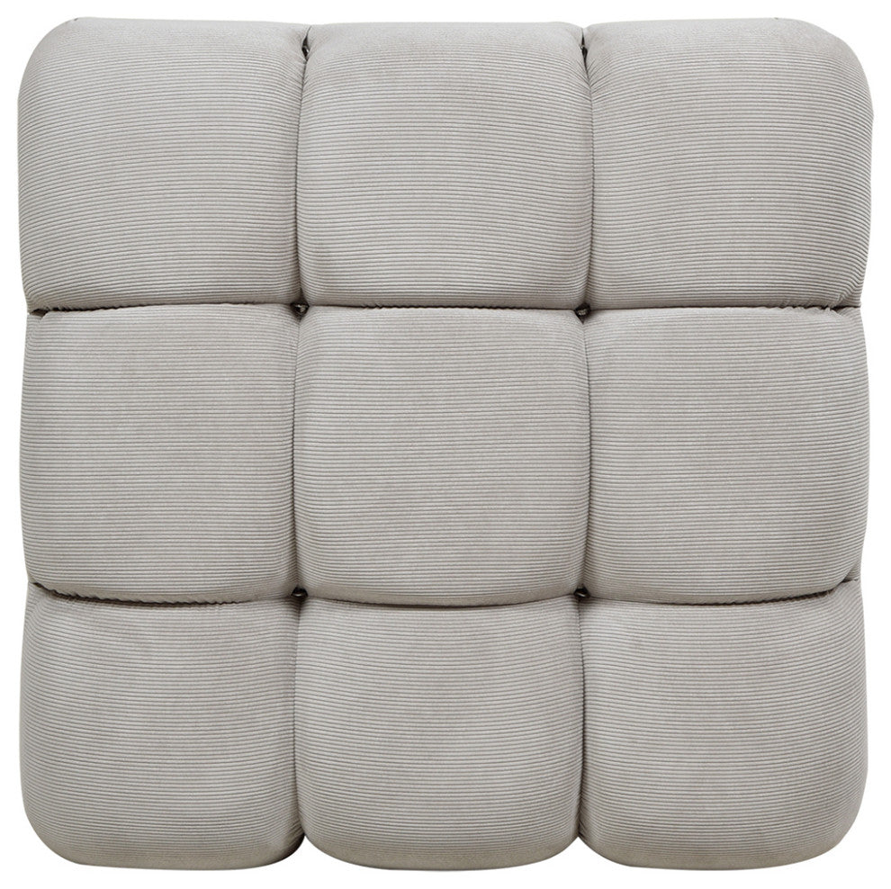 Marcel 36" Modular Tufted Square Cocktail Ottoman, Pebble Gray Corduroy