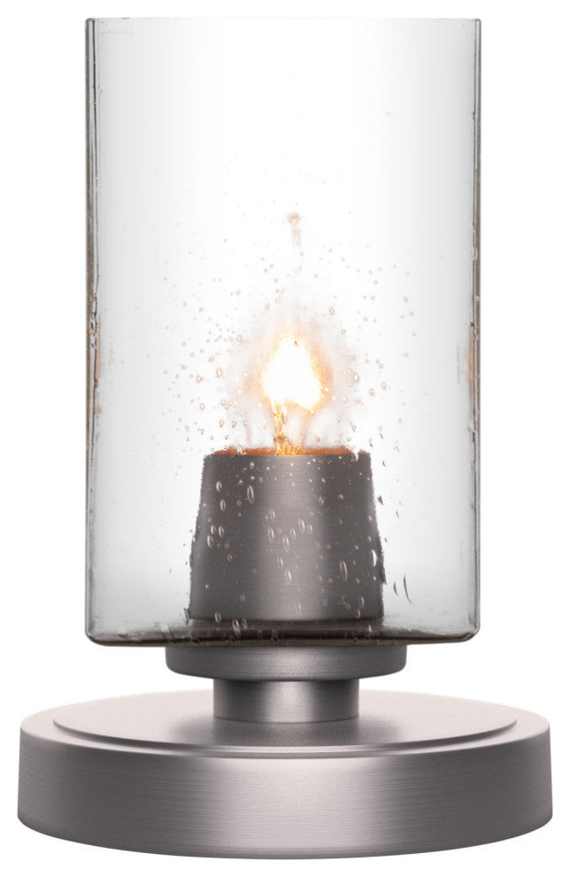 Luna 1-Light Table Lamp, Graphite/Square Clear Bubble