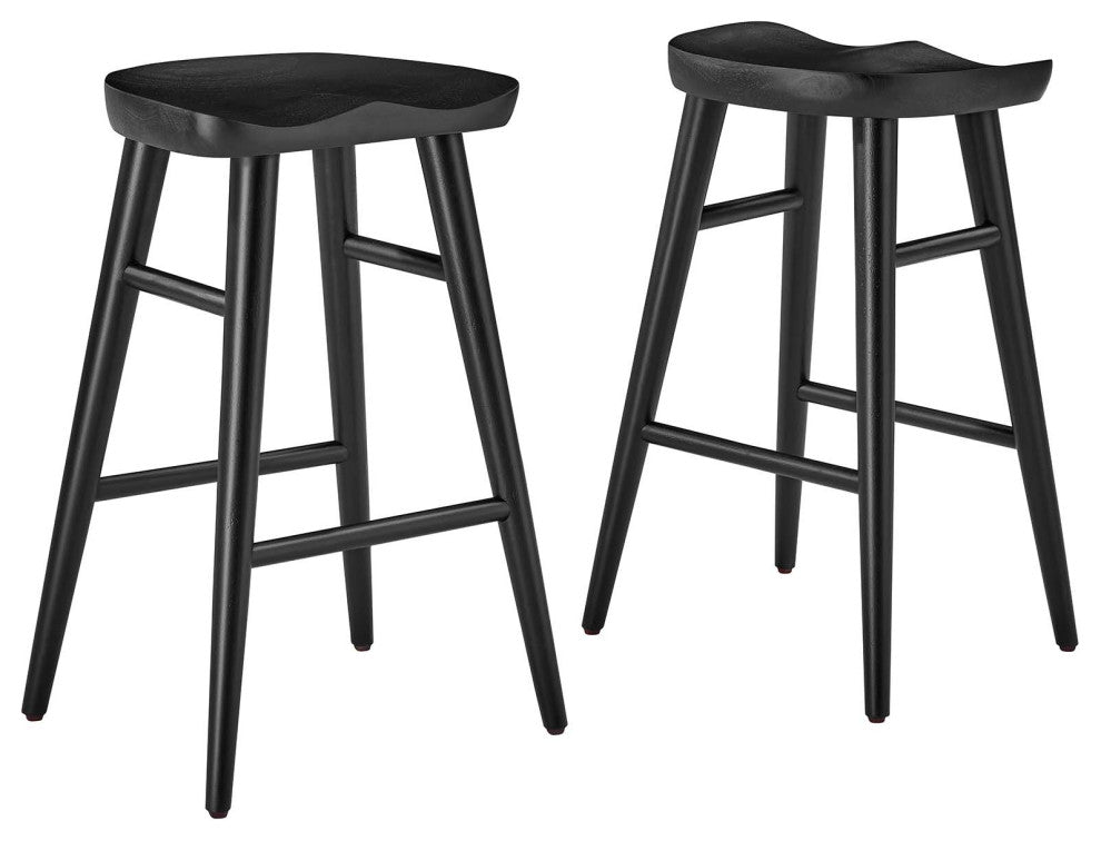 Saville Backless Wood Counter Stools - Set of 2