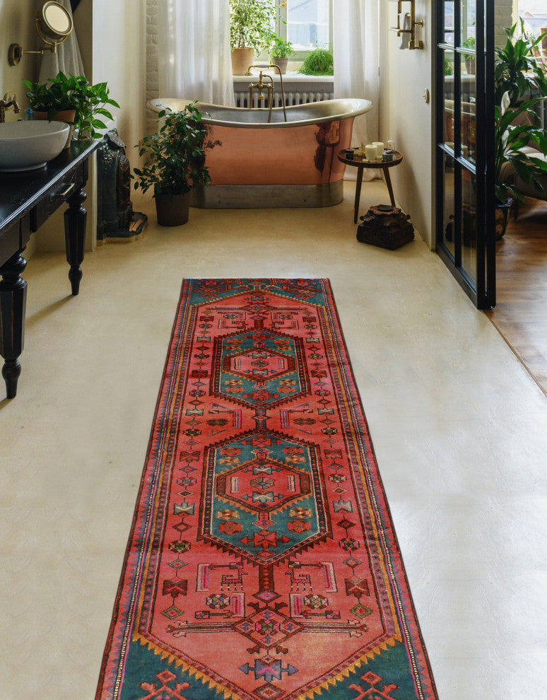 Fine Vintage Distressed Morvarid Rust/Charcoal Runner, 2'8 x 8'5