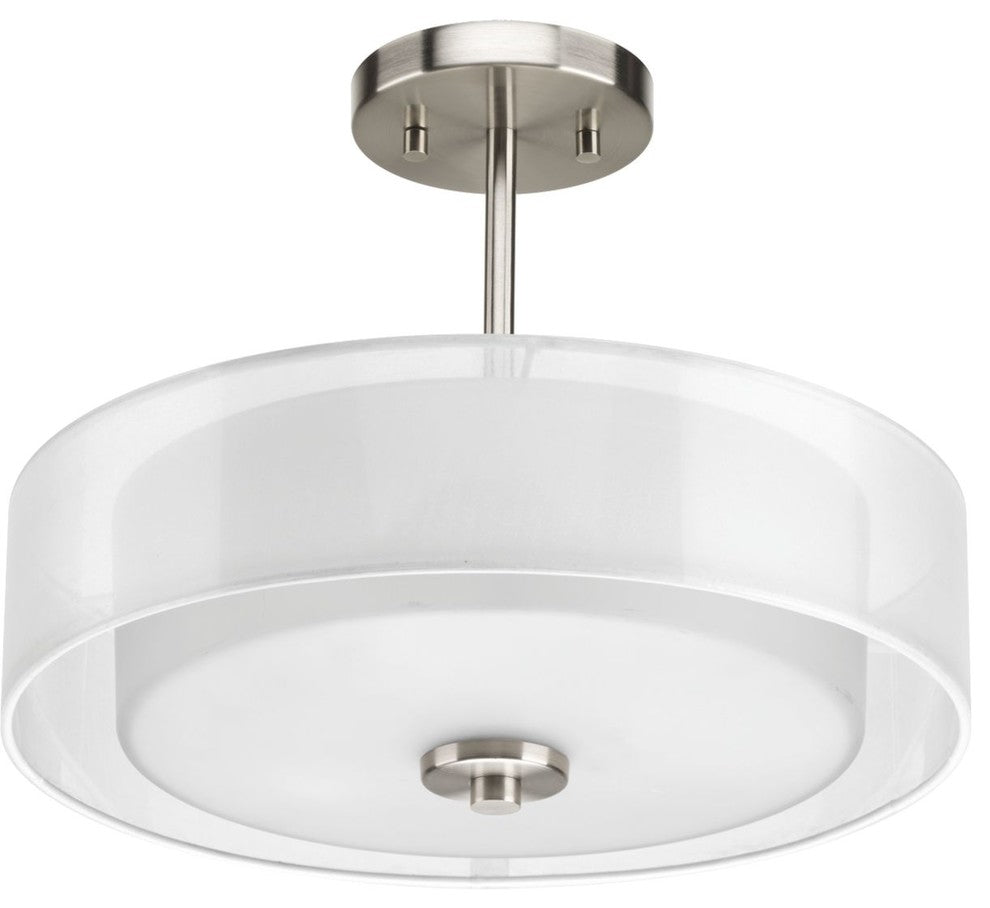 3-Light Semi-Flush Mount, Brushed Nickel