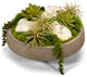 Artificial Succulents and Quartz in Concrete Bowl, White