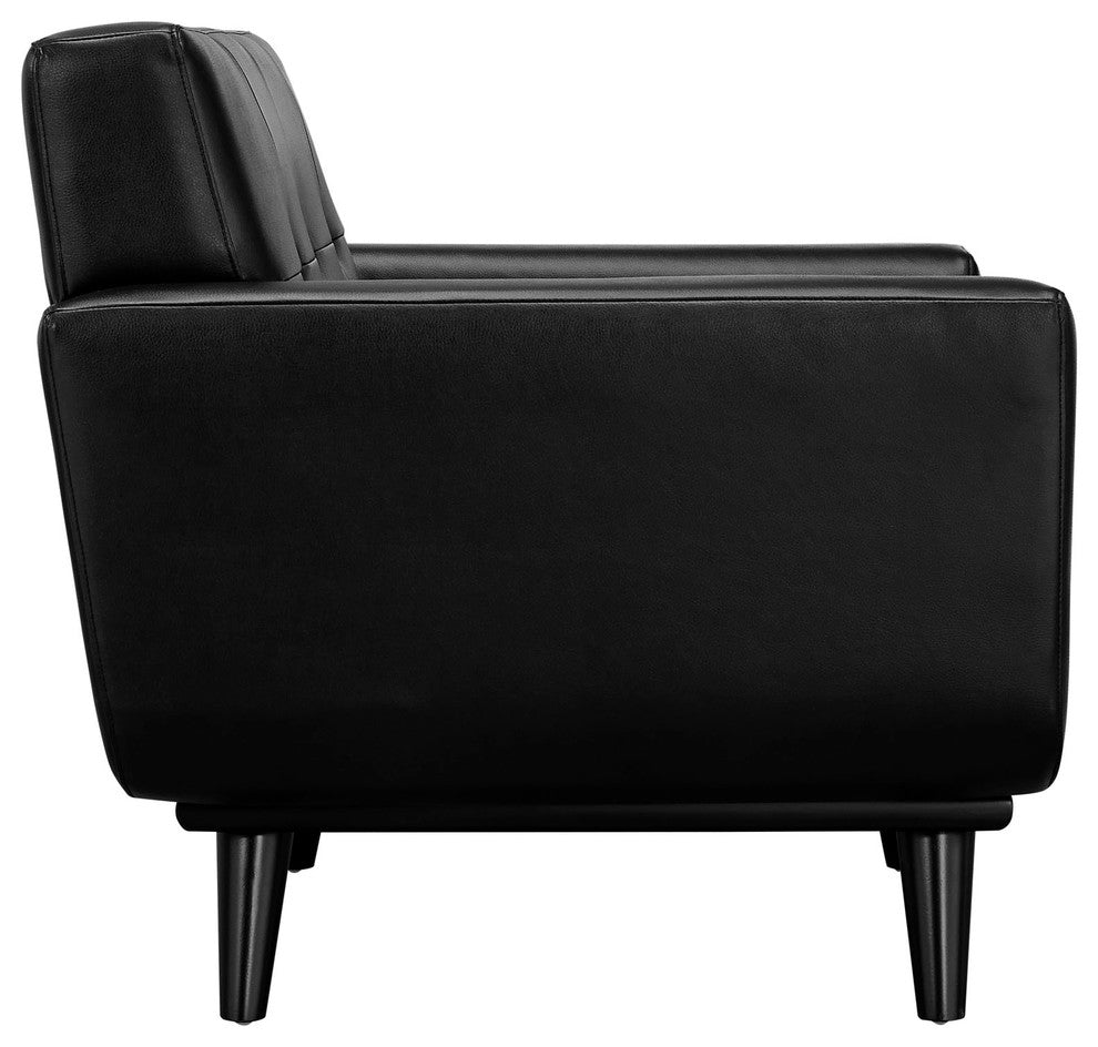 Engage 3 Piece Leather Living Room Set, Black