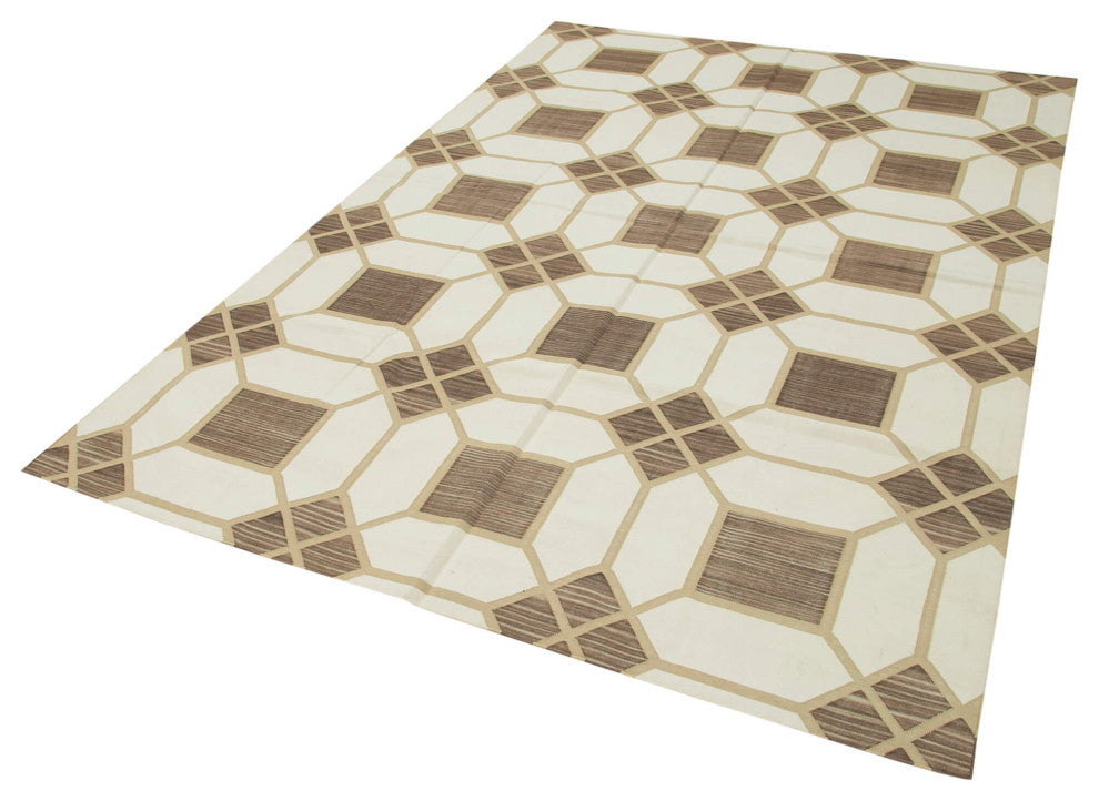 Rug N Carpet - Handmade Wool 5' 10'' x 8' 9'' Geometric Dhurrie Kilim Rug