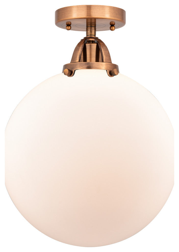 Beacon Semi-Flush Mount, Antique Copper, Matte White, Matte White