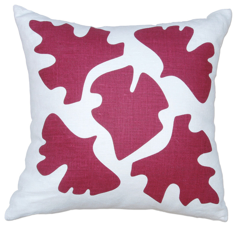 Hand Printed Linen Pillow - Shade, Red