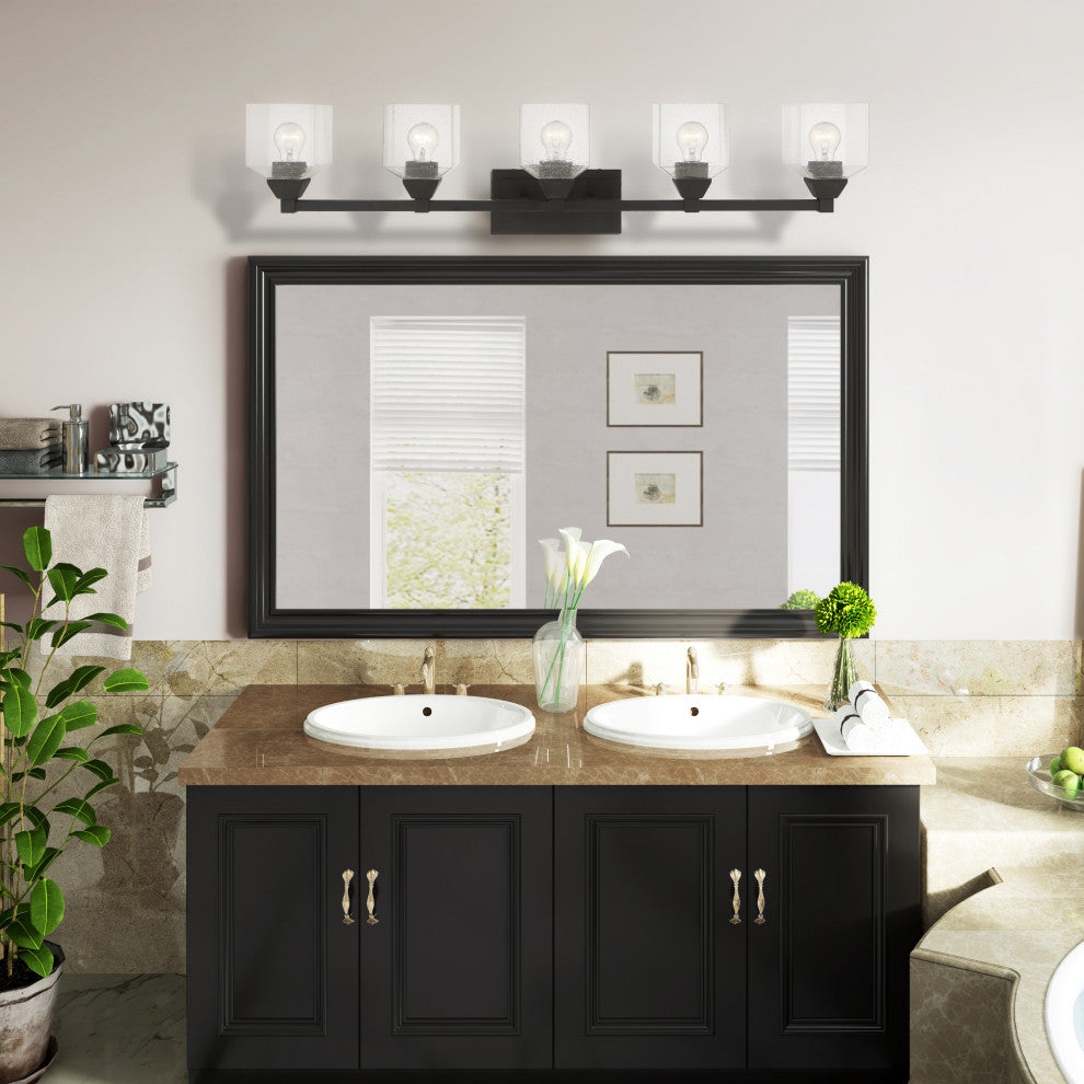 Aragon 5 Light Black Vanity Sconce