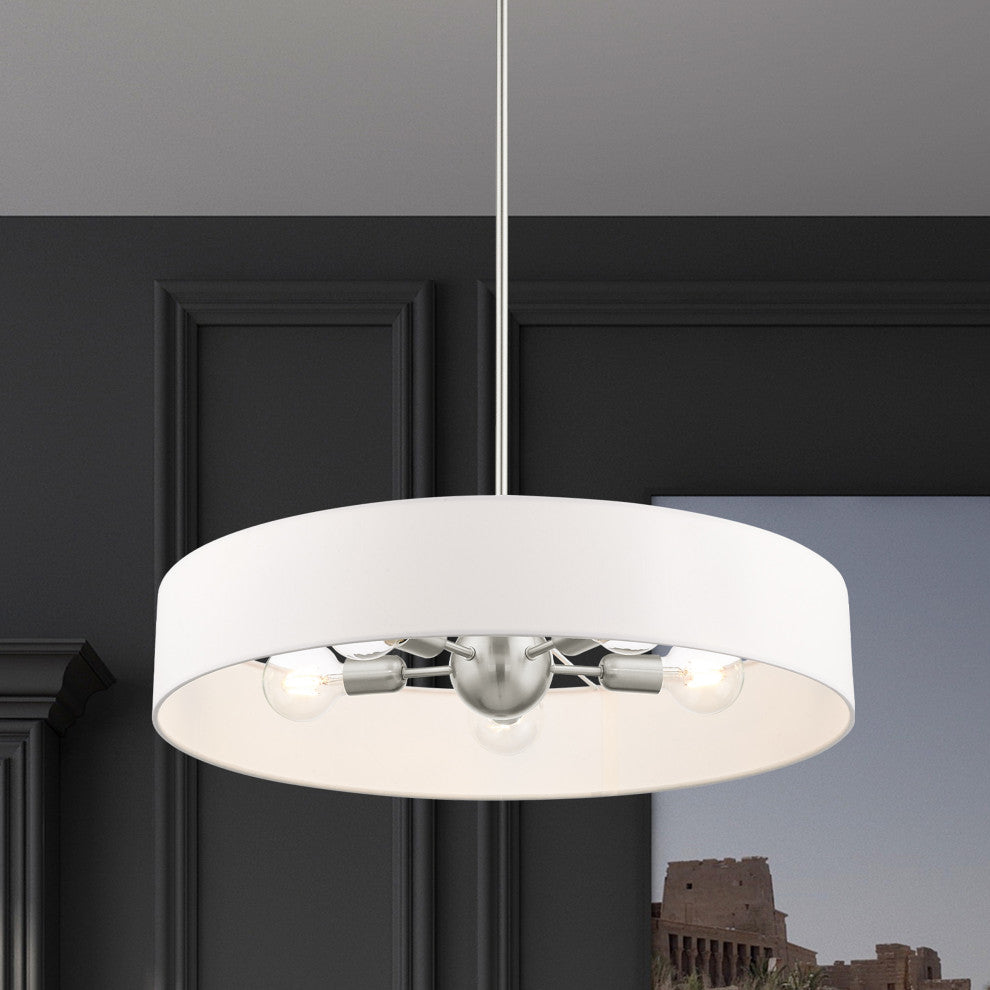 Livex Lighting Venlo 5 Light Brushed Nickel Drum Pendant