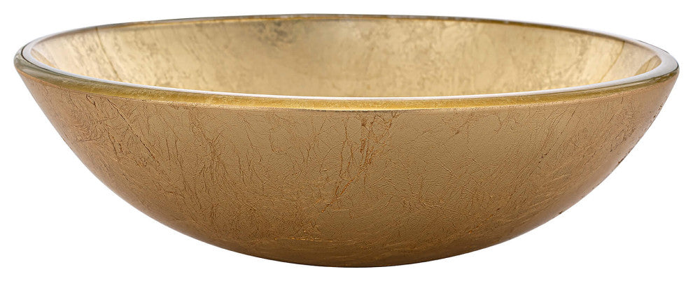 Fine Fixtures Modern Glass Vessel Round 16x16, Gold