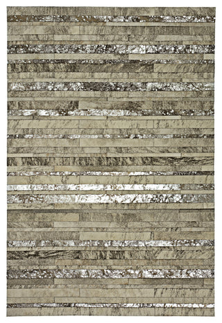 Cowhide Patchwork Rug, Kronos, Argent, 5' X 8'