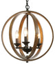 LNC Farmhouse Amtique Globe Brown Wood Chandelier for Kitchen Island, 3 Lights