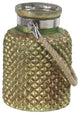 Coastal Glass and Stainless Steel Jar Candle Lantern With Jute Rope Handle