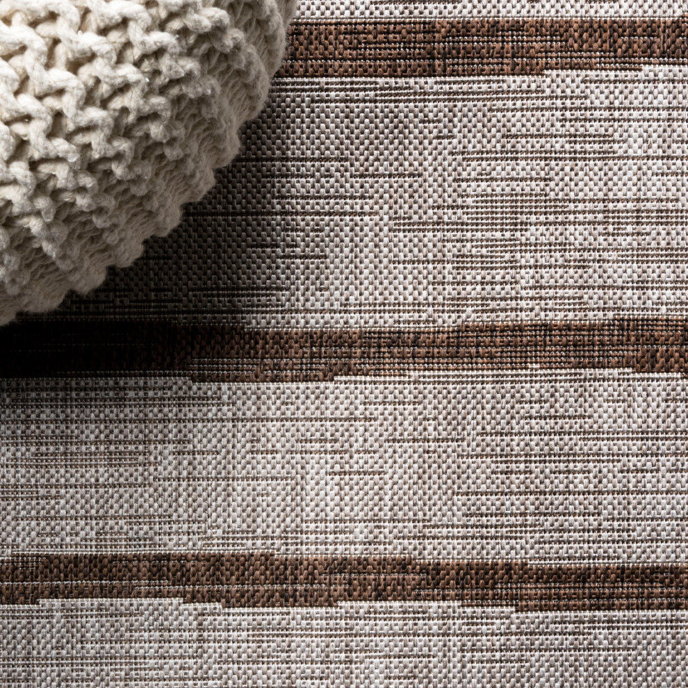 Colonia Berber Stripe Indoor/Outdoor Rug, Beige/Brown, 2x10
