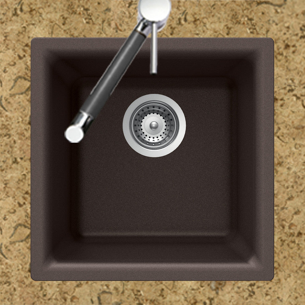 Houzer E-100 Quartztone 15-3/4" Undermount Single Basin Granite - Sand