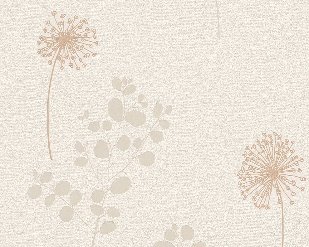 Best of Vlies, Floral Patterns Modern Classic Stripes Cream Wallpaper Roll