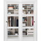 Sliding Closet Clear Glass Bypass Doors 36 x 80, Lucia 2555 Matte White