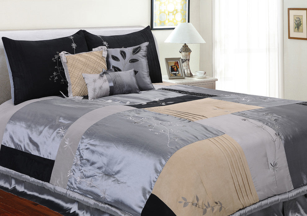 Back Comforter Designs Back To Nature Comforter Set Charcoal Twin 6-pc