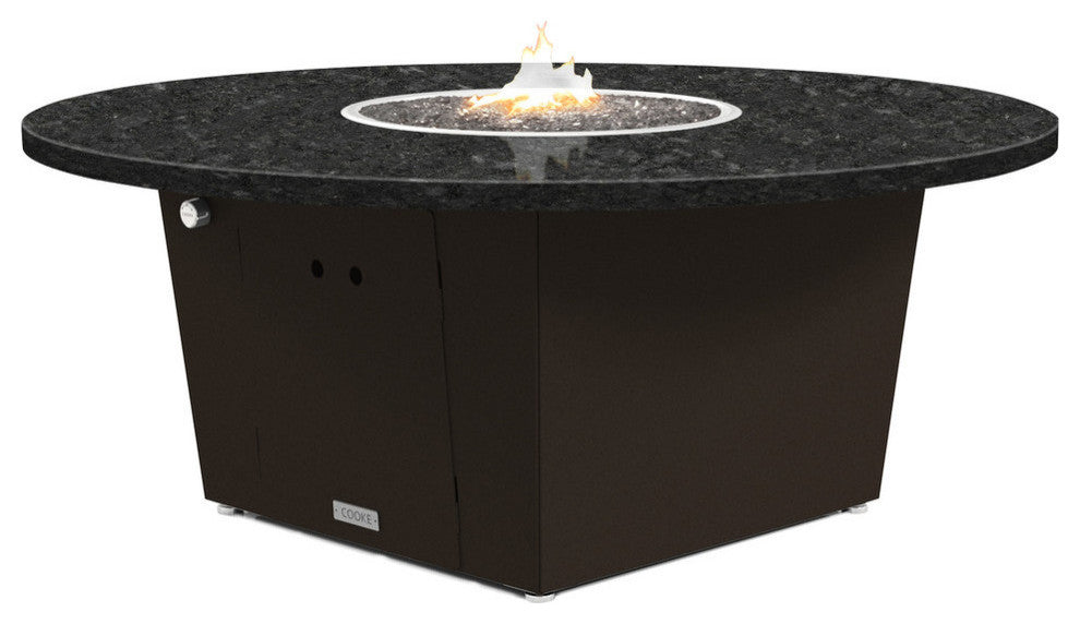 Fire Pit Table 55"D, Natural Gas, Black Pearl Granite Top, Bronze