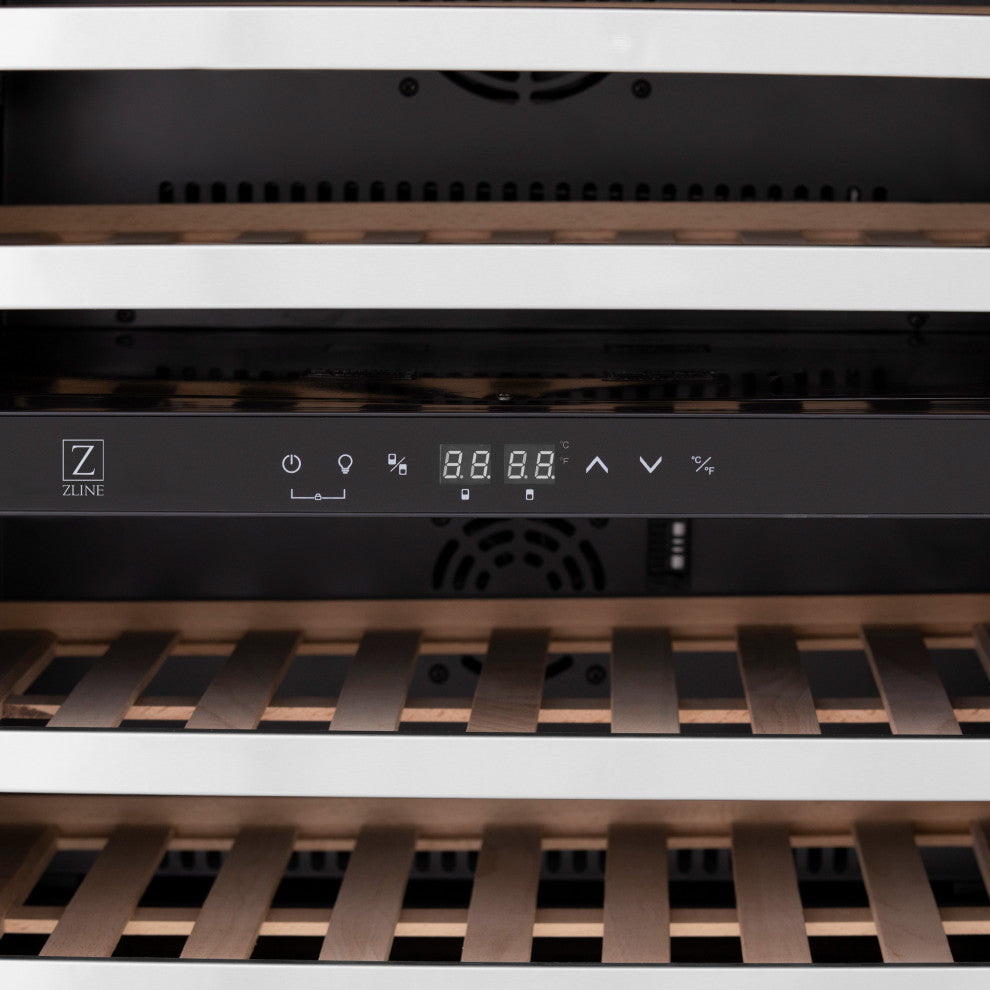 ZLINE 24 In. Wine Cooler, Stainless Steel With Gold, RWVZ-UD-24-G