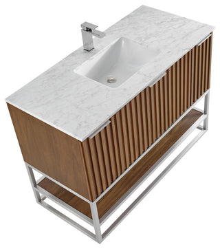 Terra Bathroom Vanity, Walnut/Brushed Nickel, 48", Marble Top