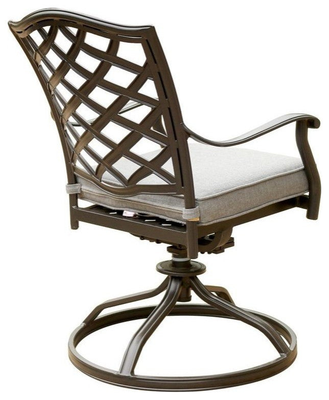 Fletcher Aluminum Dining Swivel Chair With Cushion, Set of 2, Cast Slate Sunbrel