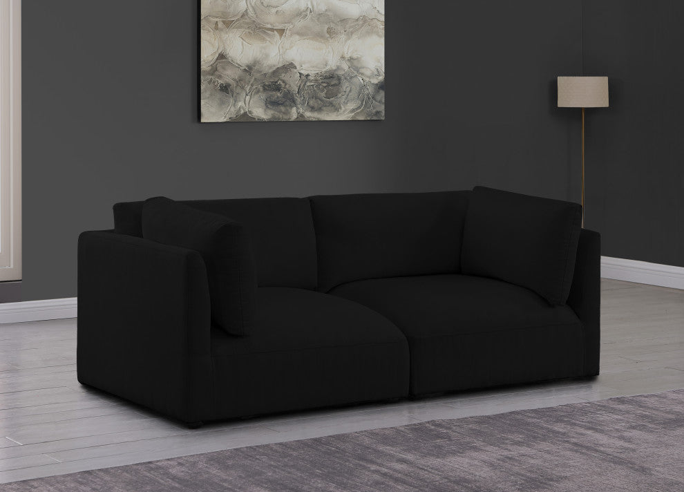 Ease Fabric Upholstered Modular Sofa, Black